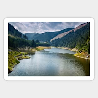 Beautiful view of a mountain lake Sticker